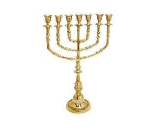 Seven Branches Menorah Candle Holder 14 Inches Height Brass/Copper Made