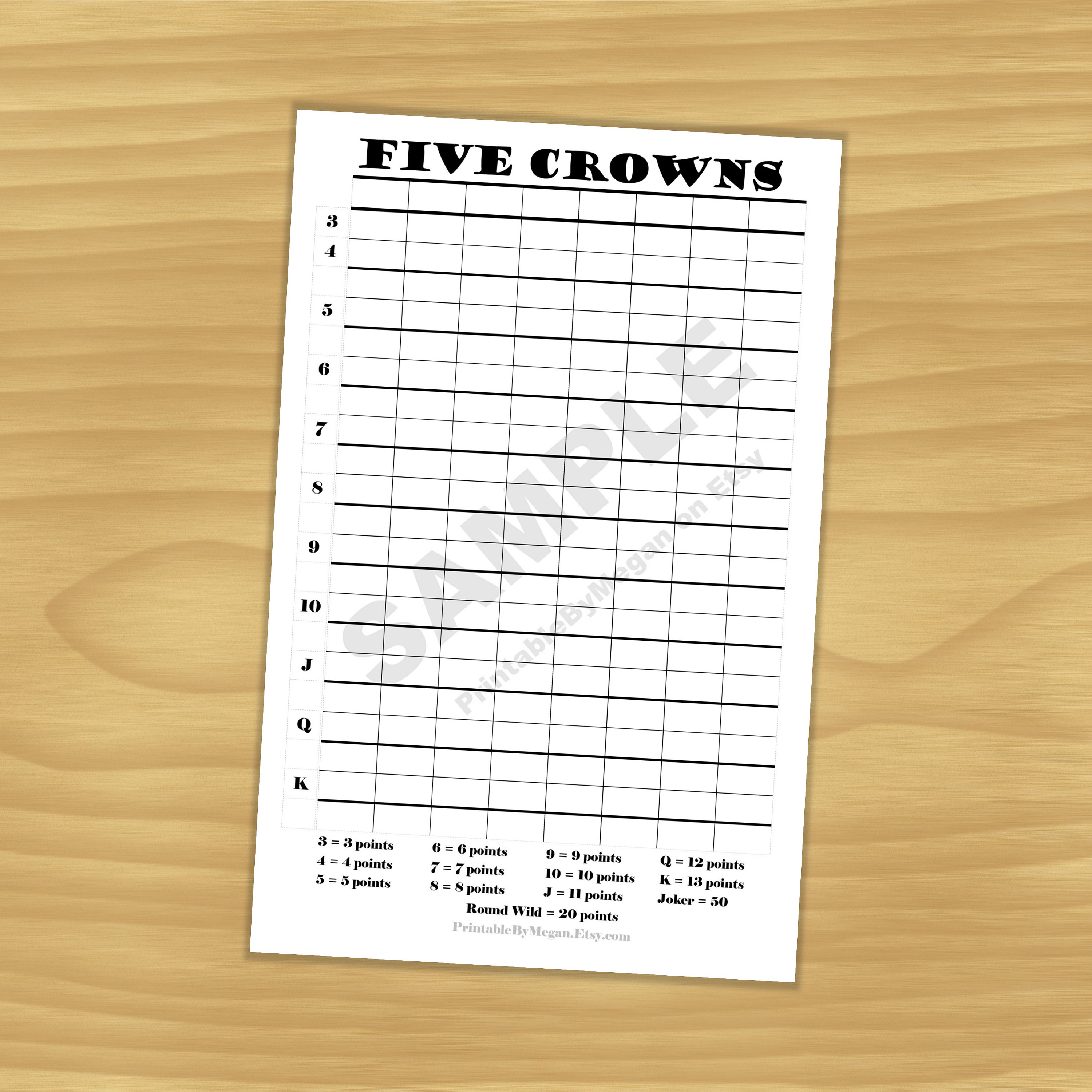 5 Crowns Score Sheet Book: 100 Personal Score Sheets for