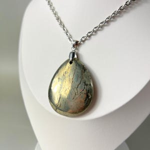 Pyrite gemstone necklace stainless steel chain and crystal pendant spiritual jewelry gift