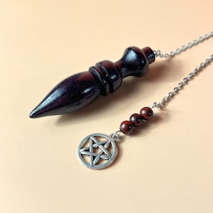 Coconut wood pendulum divination dowsing tool with a pentacle charm altar witchcraft tool for wiccan pagan spiritual practioners