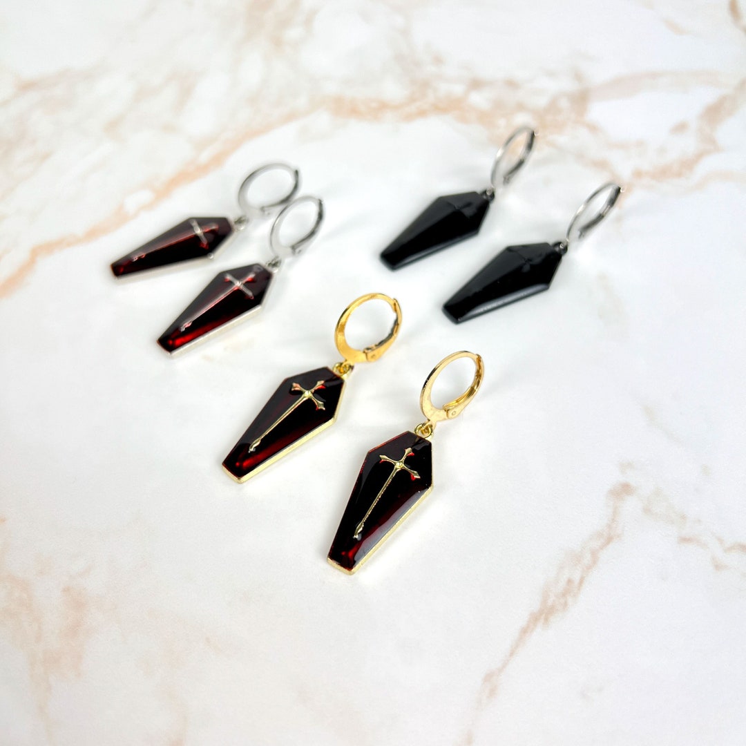 Halloween Ohrringe Damen - Gothic Messer Design, Silber Für Grusel Kostüm