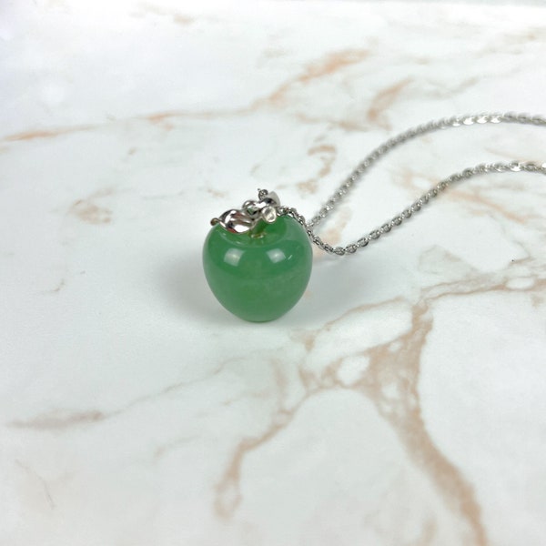 Collier pomme en aventurine bijou pour femme collier witchy en cristal collier boho hippie cadeau pour femme