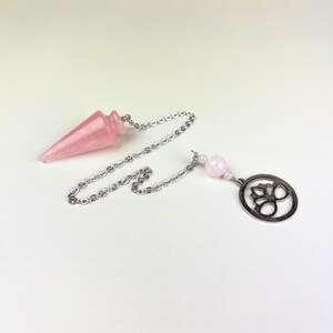 Crystal pendulum rose quartz and lotus charm divination gemstone pendulum