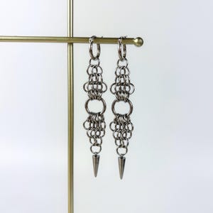 Chainmail earrings with hoops gothic chainmaille jewelry European 4 in 1