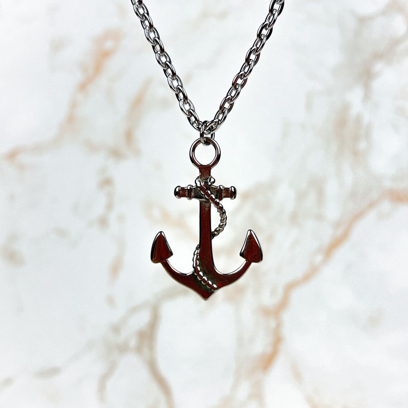 Collier pendentif ancre marine, bijou nautique, cadeau pour marin, acier inoxydable image 2