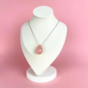 Rosenquarz Ei Anhänger Halskette, spirituelle Hexe Edelsteinschmuck