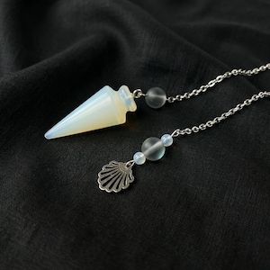 Péndulo radiestesista de opalita, herramienta de adivinación de sirenas marinas, herramienta de altar de brujería con luz