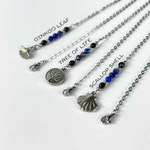Lapis Lazuli and Onyx Dowsing Pendulum Chain, Charm Options