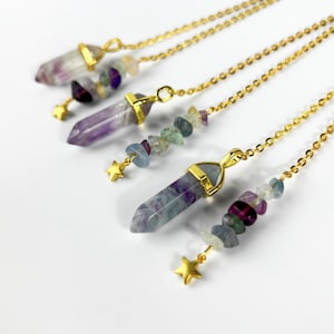 Fluorite golden pendulum with a star dowsing divination tool