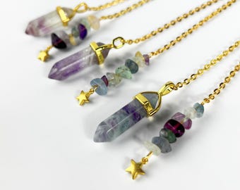 Fluorite golden pendulum with a star dowsing divination tool
