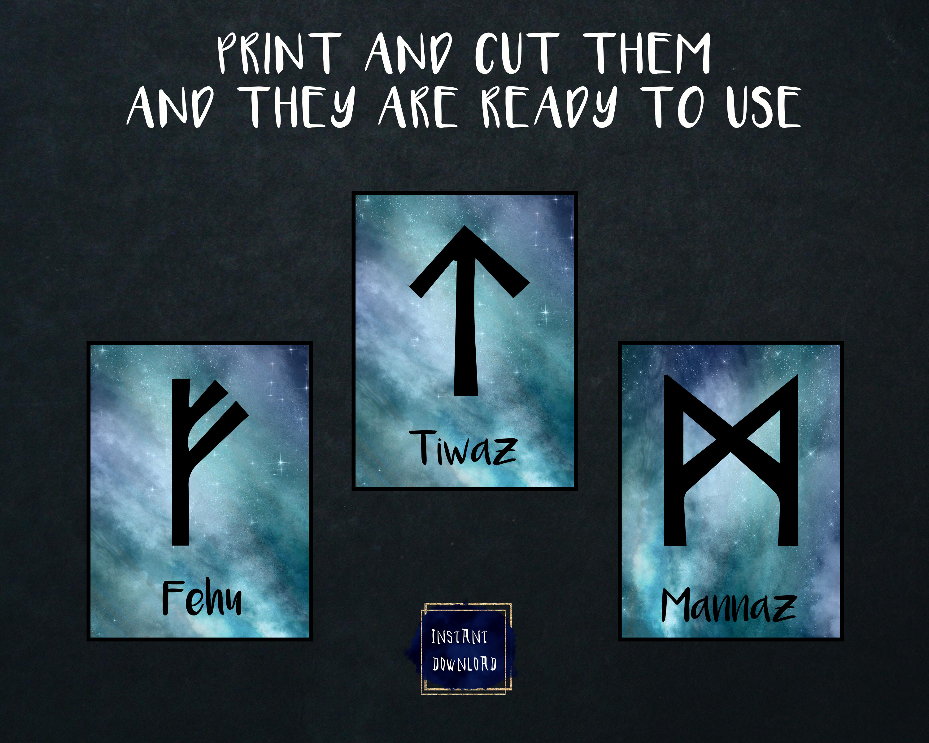 Printable Runes Cards Divination Tool Rune Magick Pagan Etsy printable-runes-cards-divination-tool-rune-magick-pagan-etsy