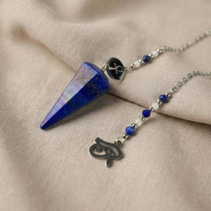 Gemstone pendulum lapis lazuli, moonstone, Eye of Horus Ankh divination tool crystal pendulum