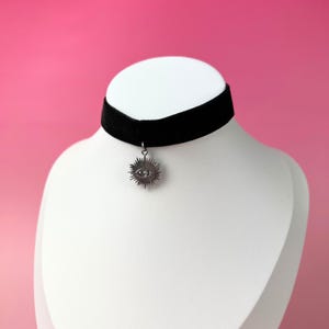 Eye black velvet choker, gothic occult necklace, Victorian jewelry