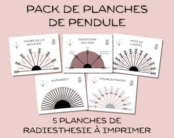 5 printable pendulum boards, FRENCH language, PDF DL for dowsing