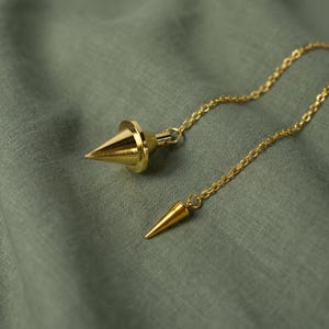 Wahrsagenpendel mit Kegel und Spule, goldenes Pendel, Pendel mit einem Spikeanhänger