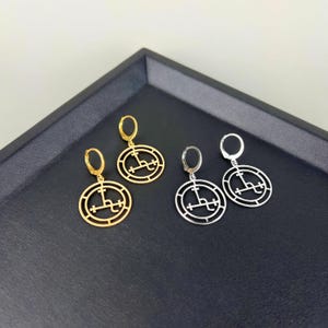 Lilith sigil earrings gold or silver tone, gothic jewellery, hypoallergenic, occult seal, feminist symbol