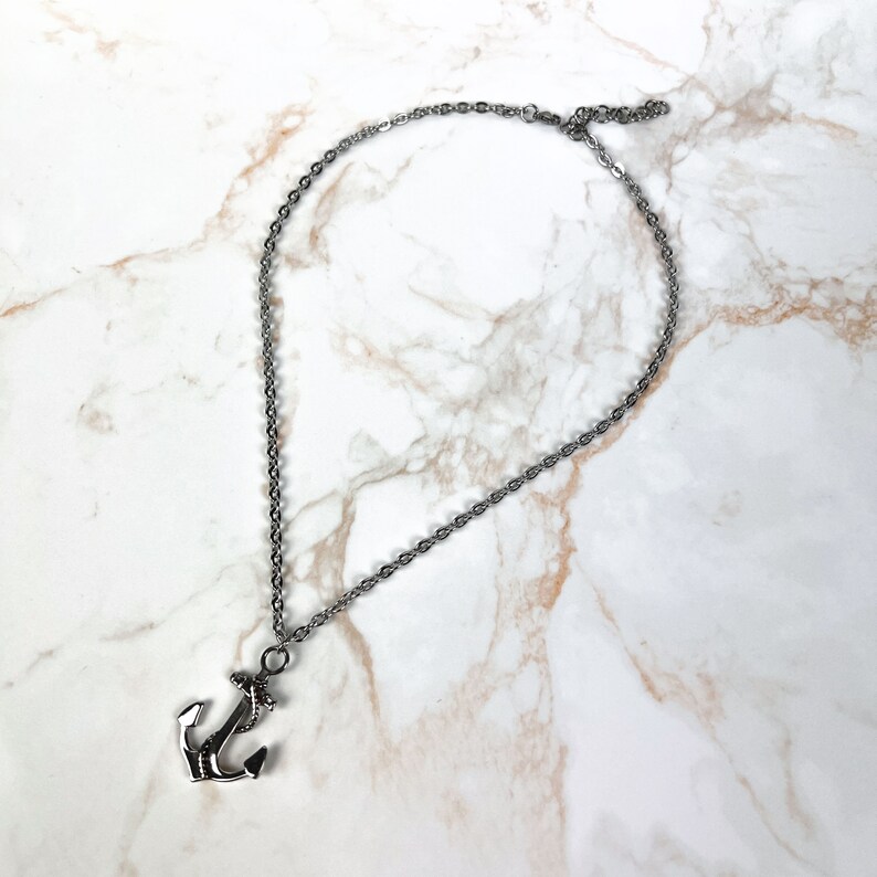 Collier pendentif ancre marine, bijou nautique, cadeau pour marin, acier inoxydable image 6