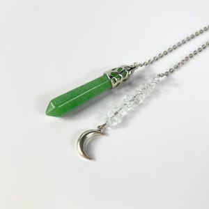 Aventurine dowsing pendulum: Quartz beads, Moon, divination tool