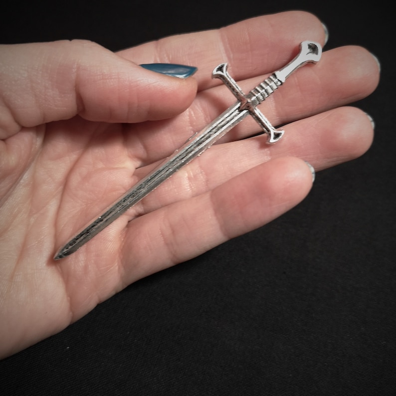 sword brooch medieval fantasy jewelry accessory gothic gift baguette magick