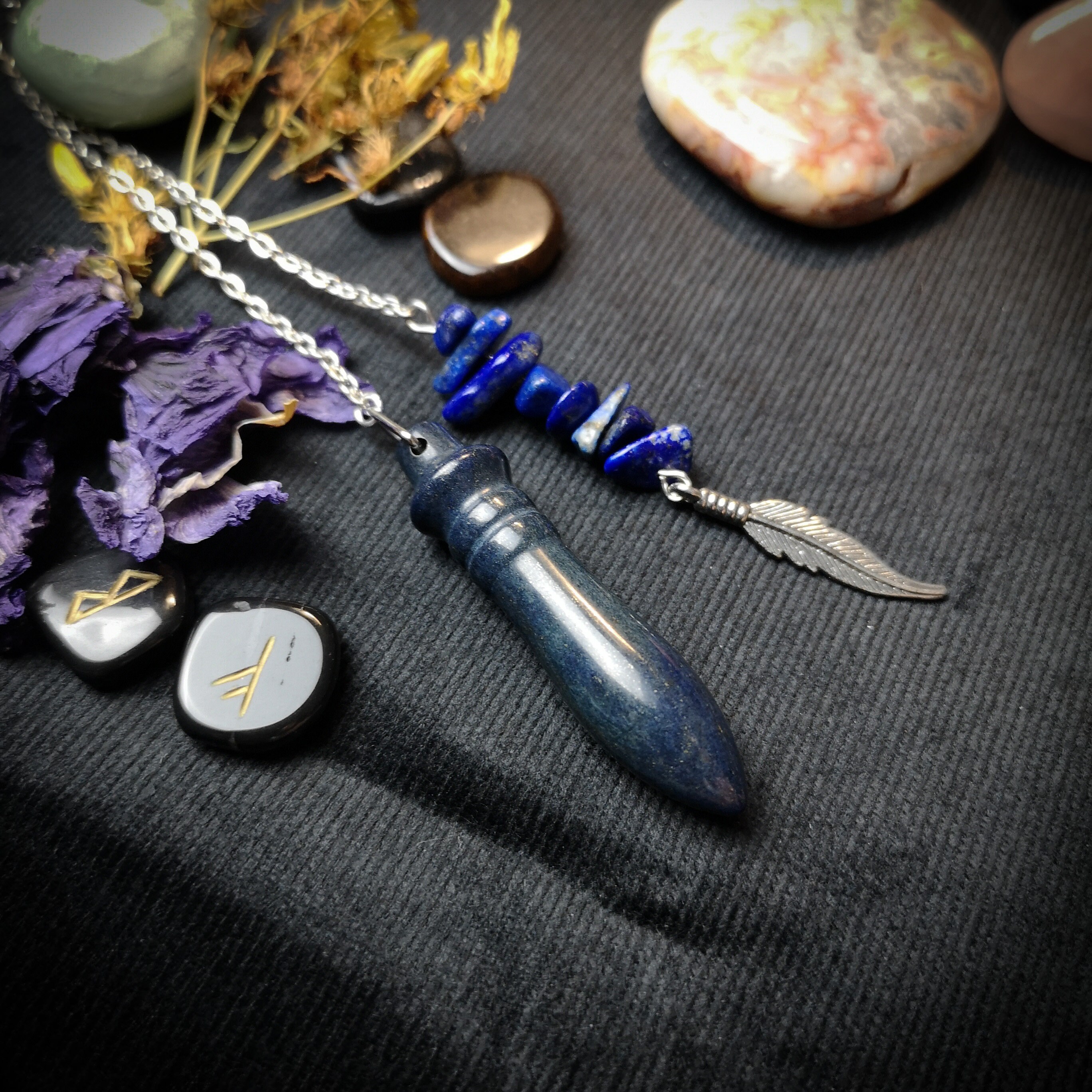 Pendule de Thot Lapis Lazuli Pendule Égyptien Divinatoire Outil Radiesthésie Ésotérisme Sorcellerie