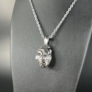 Anatomical heart necklace magnetic locket gothic stainless steel jewelry