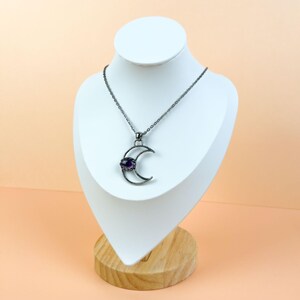 Amethyst crescent Moon necklace witchy jewelry gemstone pendant