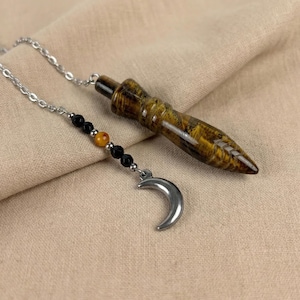 Thot-Pendel mit Gravur, Edelstein-Wahrsage-Tool, Tigerauge, Onyx