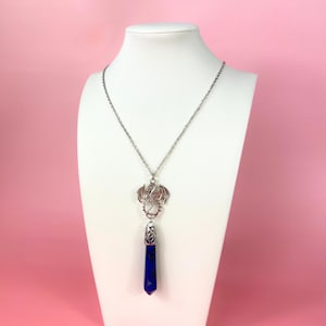 Divination necklace lapis lazuli pendulum and dragon gothic witch necklace dowsing jewelry