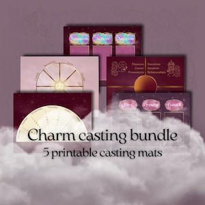 5 printable charm casting mats, divination bundle for charms, runes, dices, instant DL PDF