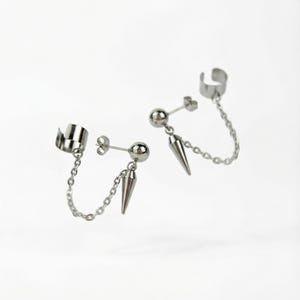 Ear cuff spike earring, by mono or pair, gothic punk edgy jewelry, hypoallergenic
