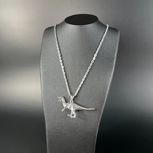 Collar con colgante de velociraptor, joyería de dinosaurio, colgante de raptor, acero inoxidable, regalo de paleontología