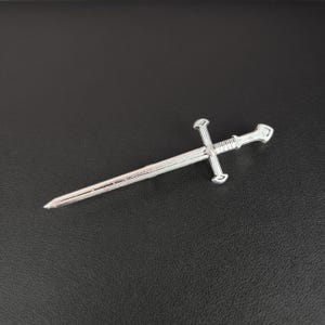 Medieval sword brooch, gothic warrior accessory, witch occult jewelry