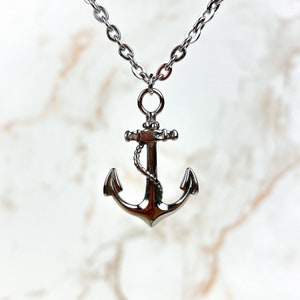 Collier pendentif ancre marine, bijou nautique, cadeau pour marin, acier inoxydable image 1