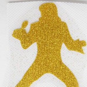 j110 awesome IRON ON TRANSFER patch glitter foil gold elvis 3 inches long cool item L@@K