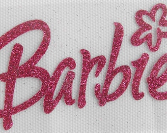 bm469 IRON ON TRANSFER patch glitter foil pink barbie 4 inches long cool item L@@K diy