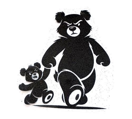 Why U R Angry Daddy Sticker Teddybear Angry Daddy and Son Awesome IRON ON TRANSFER Patch Glitter ...