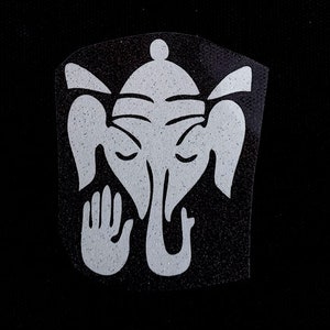 GANESH IRON on TRANSFER patch glitter foil white 3 inches tall cool item L@@K diy