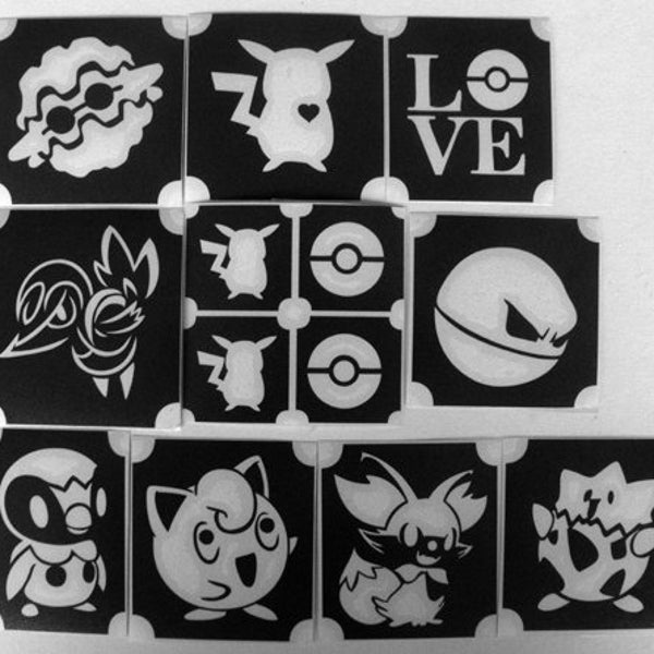 bm2017 set POKEMON designs GLITTERTATTOO 10 different stencils glitter tattoo awesome diy