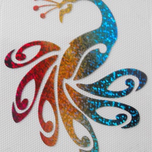 May include: A colorful peacock design with iridescent glitter, perfect for adding a touch of sparkle to any project.
