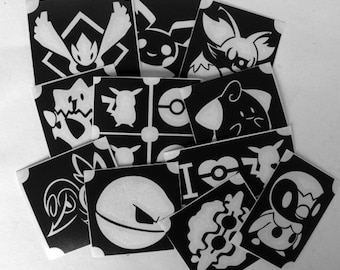 bm2017 set 3 diseños de Pokemon GLITTERTATTOO 11 plantillas diferentes tatuaje con purpurina increíble bricolaje