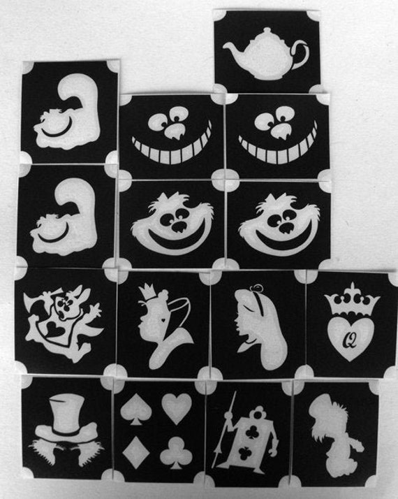 Bm2 Set Alice In Wonderland Glittertattoo Rabbit Queen Of Etsy
