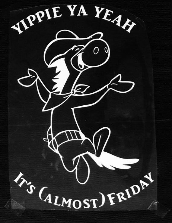 Yippie Ya Yeah cartoon horse happy it's almost Friday IRON Etsy