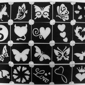 glitter tattoo farfalla e cuori 20 diversi stencil glittertattoo farfalla farfalle cuore tribale infinito set E L@@K dye