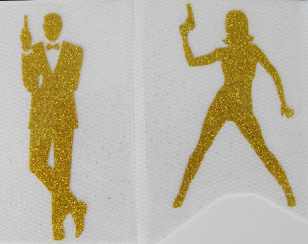 Secret Agents Male Female IRON ON TRANSFER Patch Glitter Foil Gold 4 ...