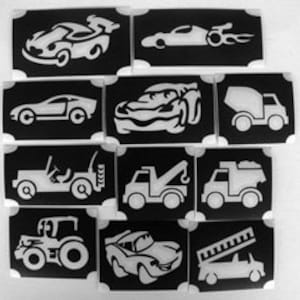 Glitter tattoo bm2019 set 1 cars vehicle funny tractor sportscar truck designs GLITTERTATTOO 11 different stencils glitter tattoo awesome