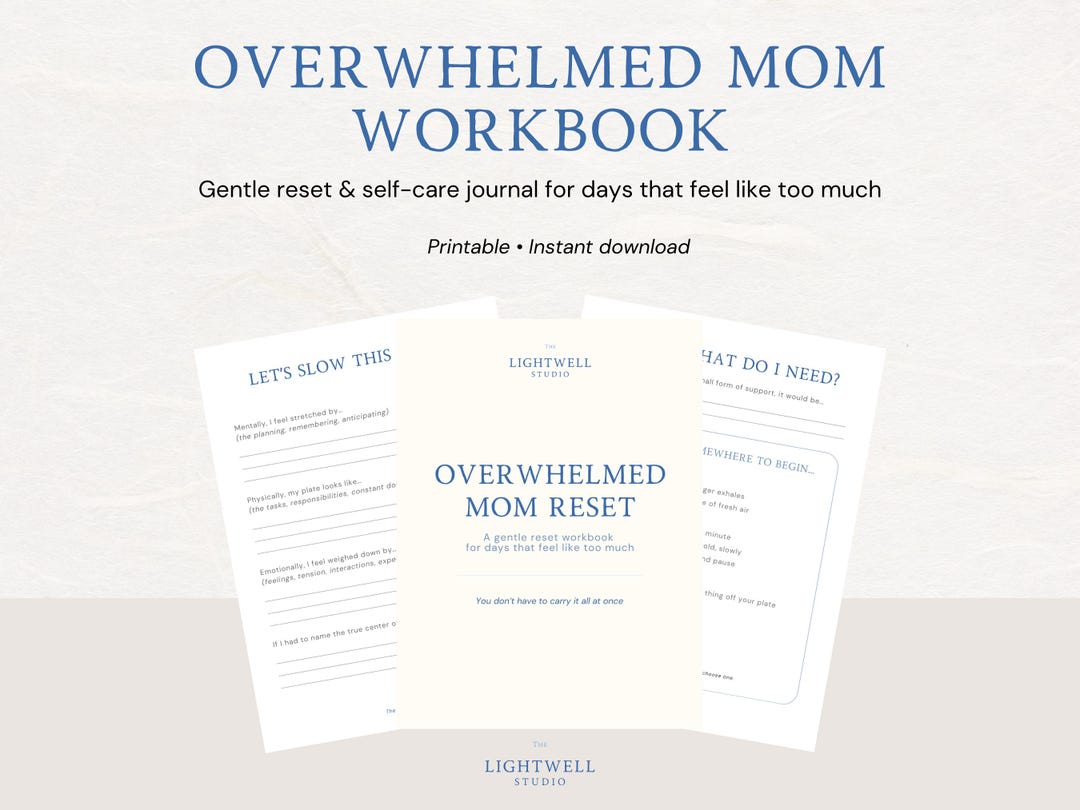 Overwhelmed Mom Reset Workbook | Printable Anxiety Relief Journal ...