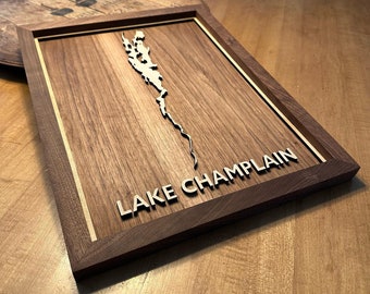 Lake Champlain Map - Lake Champlain Vermont - A great gift for lake houses - Lake Art - Lake House