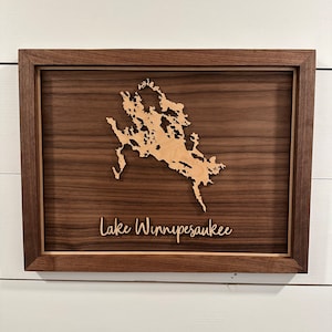 Lake Winnipesaukee Map - Lakes Region - New Hampshire - A great gift for lake houses - Lake Art - Lake House
