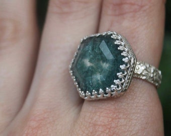 Sterling Silver Moss Agate Ring