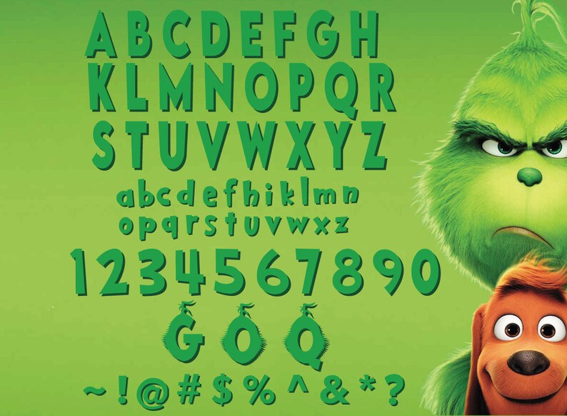 Grinch Font SVG Grinch SVG Grinch Alphabet Letter Number